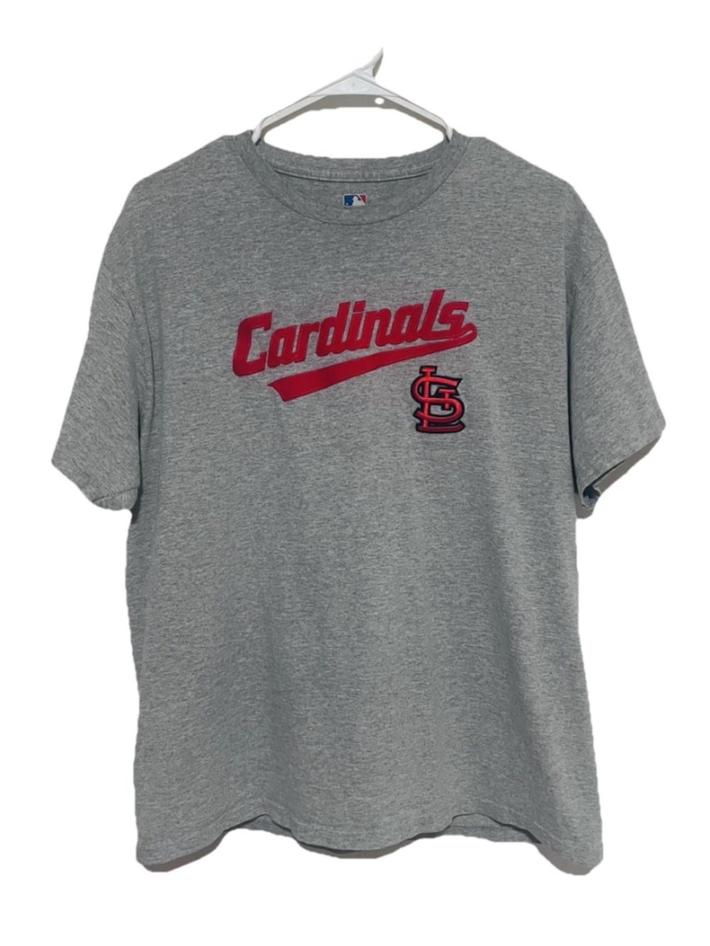 St. Louis Cardinals Embroidered T-Shirt Mens Large Gray MLB Genuine Merchandise